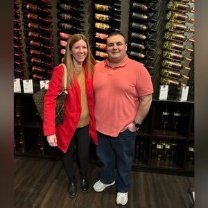 Red peacoat hallmark movie vibes